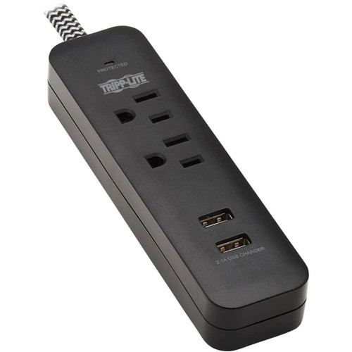 Eaton Tripp Lite Surge Protector Power Strip 2-Outlet W 2 USB Ports 2.1A 6Ft Cord - TLP206USB