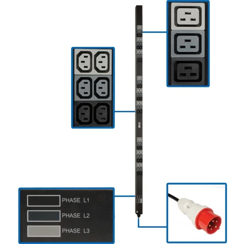 Eaton Tripp Lite PDU 3-Phase Basic 208-240V 8.6Kw 36 C13 9 C19 16/20A 70In 0Urm - PDU3XV6G20