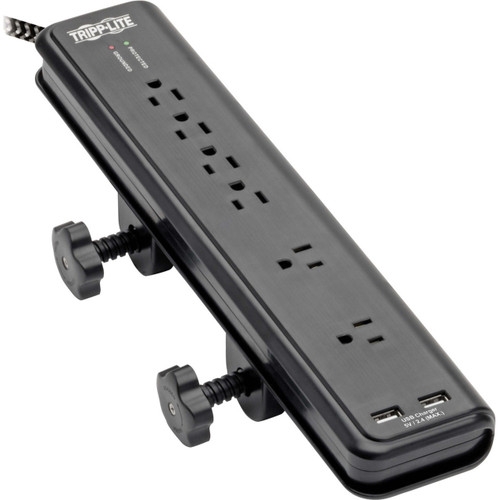 Eaton Tripp Lite Safe-It 6-Outlet Surge Protector - 2 USB Ports, 8 Ft. Cord, 5-15P Plug, 2100 Joules, Antimicrobial Protection, Black - TLP608DMUAM