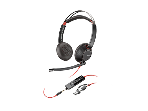 HP Poly Blackwire C5220 - Blackwire 5200 Series - Headset - Wired - On-Ear - Stereo - 200 Hz To 6.8 Khz (Speech Mode); 20 Hz To 20 Khz (Media Mode) - Call Answer/End; Mute; Volume +/- (Call Answer/End; Mute; Volume +/-) - 8M3W5AA#ABU