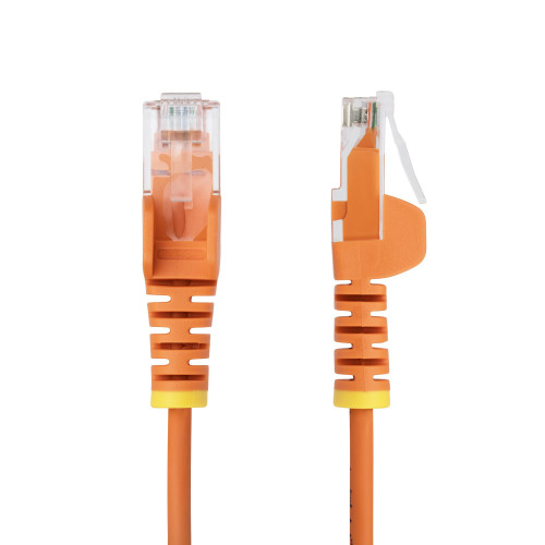 Startech 2ft Orange Slim CAT6 Ethernet Cable, Snagless, 100W PoE, UTP, LSZH, 28AWG Bare Copper Wire, Slim RJ45 Network Patch Cord, Fluke Tested - N6PAT2ORS