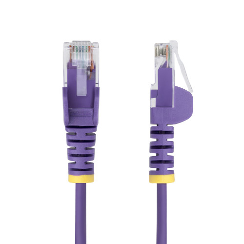 Startech 2ft Purple Slim CAT6 Ethernet Cable, Snagless, 100W PoE, UTP, LSZH, 28AWG Bare Copper Wire, Slim RJ45 Network Patch Cord, Fluke Tested - N6PAT2PLS