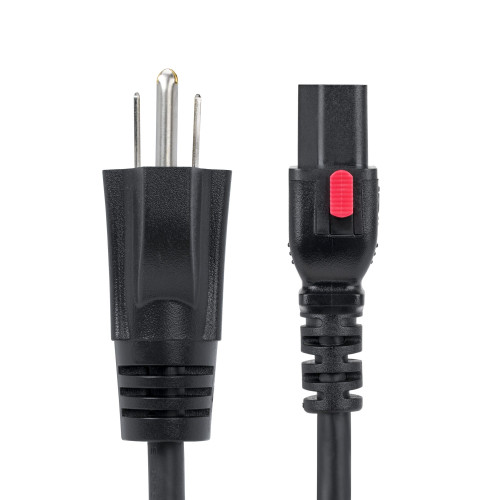 Startech 15Ft Universal Power Cord W/Nema 5-15P And Locking Iec 60320 C13 Connectors; 125V At 10A; Wire: 100% Copper; 18Awg; Fire Rating: Vw-1; Jacket Rating: Sjt; Temp Range: -4 To 221F; Cable O.D.: 0.36In; Etl Listed; - 15FT-LC10A-POWERCORD