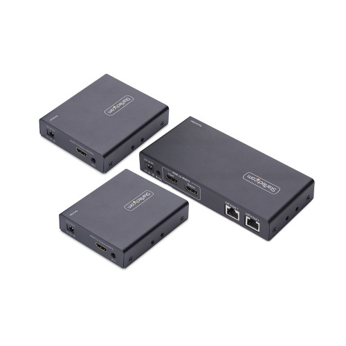 Startech Extend HDMI Signals To Two Remote Displays Over Cat6/6A With One Transmitter; Supports 4K 60Hz And 7.1Ch Audio Up To 230Ft (70M); Single Power Adapter Powers The Transmitter And The Receivers; No Drivers/Softwar - 4K7012IC-EXTEND-HDMI