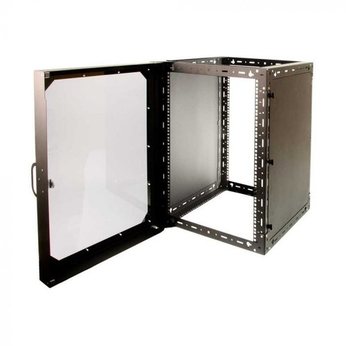 Rack Solutions 15U X 11U Open Frame Wall Mount rack with Side Panels and Swing Door. Front Mount 15U and Top Mount 11U in a Compact Wall solution. Side Panels and Plexi Door Add Security, U Markings Speed Installs, with Easy Cable Access - 119-2673