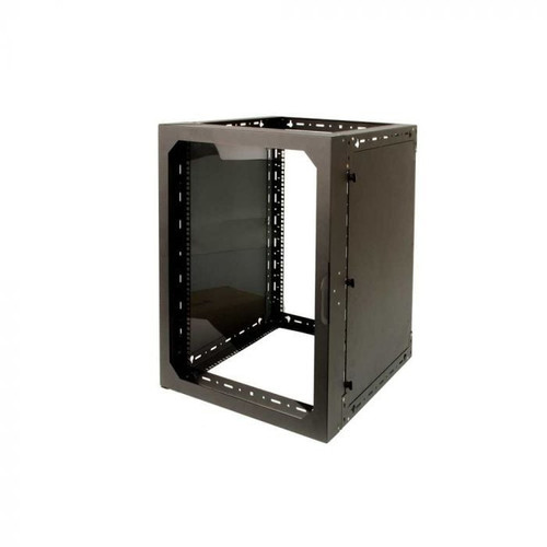 Rack Solutions 15U X 11U Open Frame Wall Mount rack with Side Panels and Swing Door. Front Mount 15U and Top Mount 11U in a Compact Wall solution. Side Panels and Plexi Door Add Security, U Markings Speed Installs, with Easy Cable Access - 119-2673