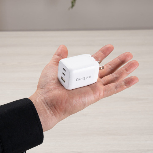 Targus 65W Multi-Port Wall Charger Can Simultaneously Charge 2 USB-C Devices And 1 USB-A Device. It Features Short-Circuit Protection, And Folding Prongs For Convenient Compact Storage. - APA11606TT