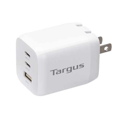 Targus 65W Multi-Port Wall Charger Can Simultaneously Charge 2 USB-C Devices And 1 USB-A Device. It Features Short-Circuit Protection, And Folding Prongs For Convenient Compact Storage. - APA11606TT
