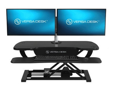 Versa Desk Power Pro 36 With USB Black Frame, Grey Surface - VDPP3624-BG