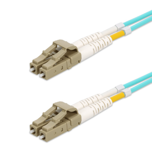 92m LC to LC Aqua OM4 Duplex OFNR (Riser-Rated) Fiber Patch Cable