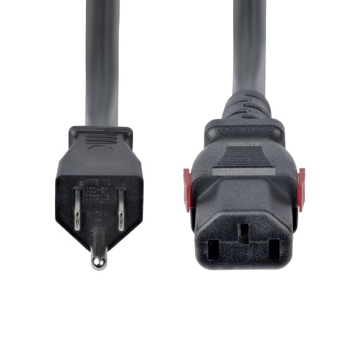 StarTech 15ft (4.5m) Heavy Duty Power Cord, NEMA 5-15P to Locking C13 AC Power Cable, 125V 15A, 14AWG, Replacement Computer Power Cord, UL Listed, TAA