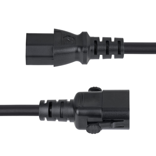 StarTech 10ft (3m) Power Extension Cord, Locking C14 to C13, PDU Power Cord, 10A 250V, 18AWG, AC Power Cable Extension, TAA Compliant, UL Listed