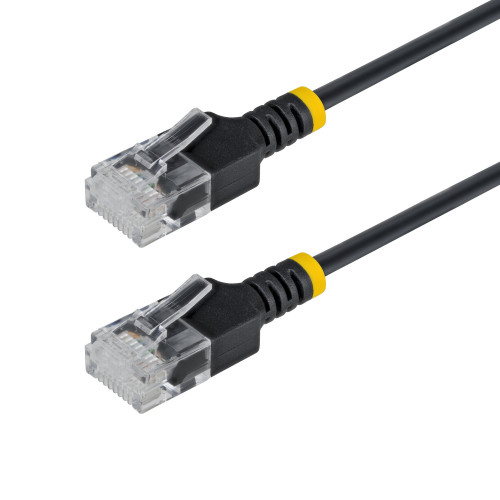StarTech 6in Black Ultra Slim Cat6A Ethernet Cable, UTP, Bare Copper Wire, 34AWG Slim RJ45 Patch Cord