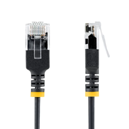 StarTech 1ft Black Ultra Slim Cat6A Ethernet Cable, UTP, Bare Copper Wire, 34AWG Slim RJ45 Patch Cord
