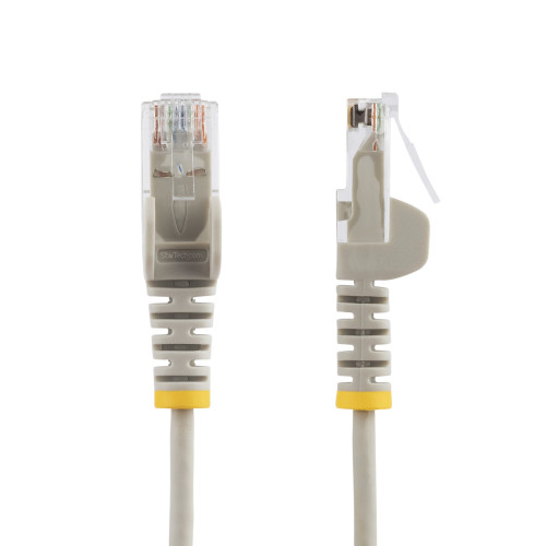 StarTech 2ft Gray Slim CAT6 Cable, 10 Pack, Snagless, 100W PoE, UTP, LSZH, 28AWG Pure Bare Copper Wire, Slim RJ45 Network Patch Cord