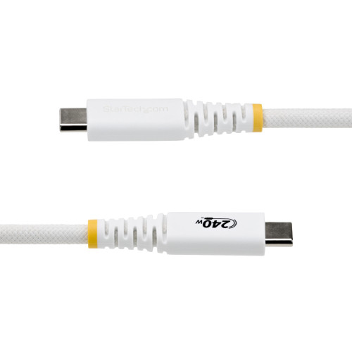 StarTech 10ft (3m) USB-C Charging Cable, 240W PD EPR, Durable and Ultra-Flexible, USB-IF Certified Laptop Charger Cable, Rugged USB-C Charging Cord - White