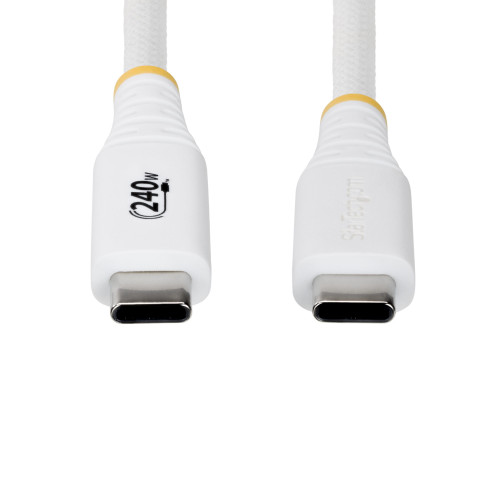 StarTech 10ft (3m) USB-C Charging Cable, 240W PD EPR, Durable and Ultra-Flexible, USB-IF Certified Laptop Charger Cable, Rugged USB-C Charging Cord - White