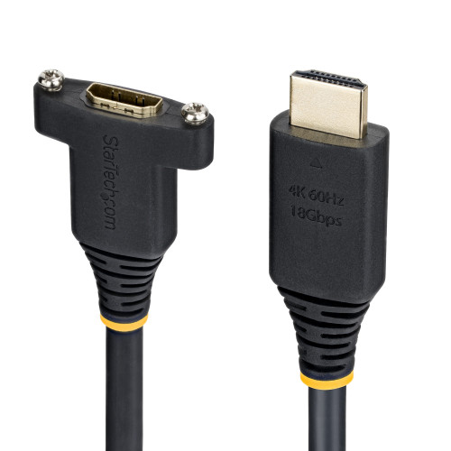 StarTech 6ft (1.8m) Panel Mount HDMI Cable, High Speed HDMI Panel Mount Extension Cable, 4K 60Hz/1440p 144Hz, HDMI Male to Female Panel Mount Adapter Cable