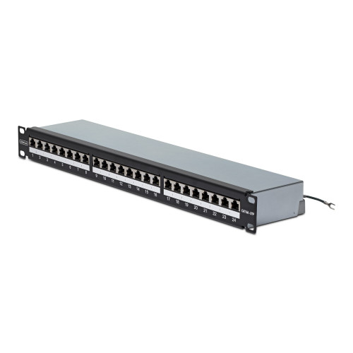 StarTech 24 Port 1U Shielded Cat6A Patch Panel, 110 Punch Down, Rackmount Cat6A RJ45 STP Ethernet Patch Panel