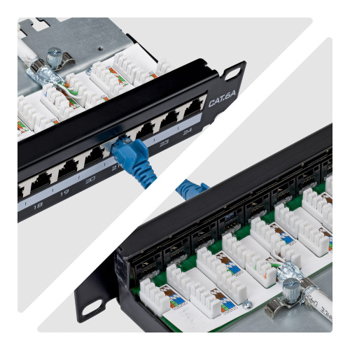 StarTech 24 Port 1U Shielded Cat6A Patch Panel, 110 Punch Down, Rackmount Cat6A RJ45 STP Ethernet Patch Panel