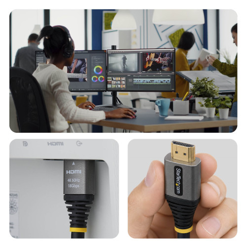StarTech 25ft (7.6m) Premium Certified High Speed HDMI Cable, 4K 60Hz/1440p 144Hz with HDR10/ARC, 18Gbps, High-Flex HDMI 2.0 Cord for Monitor/TV, TPE Jacket