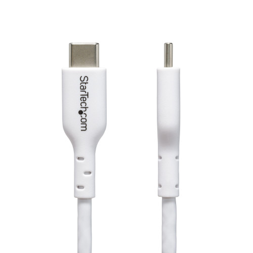 StarTech 3ft (0.9m) White USB-C Charging Cable, USB C Cable, USB 2.0 Type-C Laptop Charger Cord, 60W Power Delivery, TPE Jacket, USB-C Data Transfer Cable, M/M