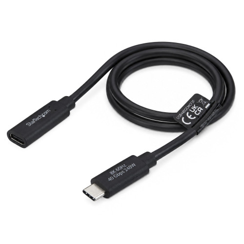 StarTech 2ft (61cm) USB4 Extension Cable, USB-C Extender Cord, 40Gbps, 240W Charging, 8K 60Hz/4K 240Hz DP2.1, Type C Male to Female, Thunderbolt 4 Compatible