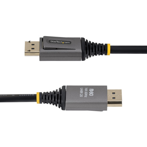 StarTech 2m DisplayPort 2.1 Cable, VESA Certified DP80 DisplayPort Cable, Uncompressed 10K/8K 60Hz, 16K 60Hz/8K 240Hz w/DSC 1.2a, DP 2.1 Monitor Cord