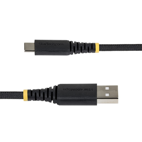 StarTech 10ft (3m) USB-A to USB-C Fast Charging Cable, 15W 3A, Dual-Layer Braided Nylon/TPE Jacket, Durable USB-A to Type C Charger Cord, USB A to USB C Cable