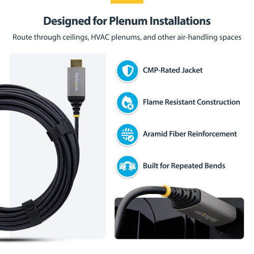 StarTech 10m (33ft) HDMI 2.1 Hybrid Active Optical Cable (AOC), CMP Plenum, 8K 60Hz, 48Gbps, Certified Ultra High Speed HDMI 2.1/2.0 Cable
