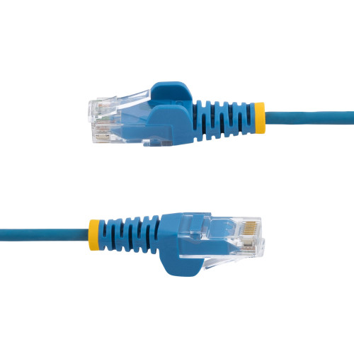 StarTech 6in Blue Slim CAT6 Cable, 10 Pack, Snagless, 100W PoE, UTP, LSZH, 28AWG Pure Bare Copper Wire, Slim RJ45 Network Patch Cord