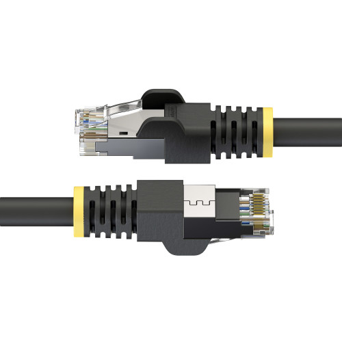 StarTech 200ft Black Cat6A Outdoor Ethernet Cable, Snagless RJ45, S/FTP, 23AWG Pure Bare Copper, 500MHz, Shielded Outdoor Rated Patch Cord, UV Resistant