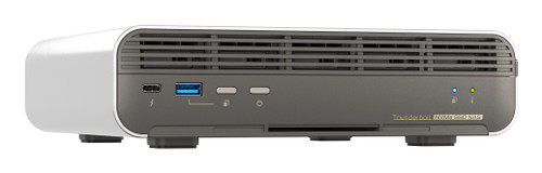 QNAP 5-bay All-Flash NASbook, Intel Core i5-1235U 10C(2P+8E)/12T up to 4.40GHz, onboard 16GB RAM, 5 x E1.S bay, 1 x 10GBASE-T + 1 x 2.5GbE, 1 x HDMI 1.4b, 2 x USB 3.2 Gen2 Type-A + 1 x USB 2.0, 2 x Thunderbolt 4 - TBS-h574TX-i5U-16G-US