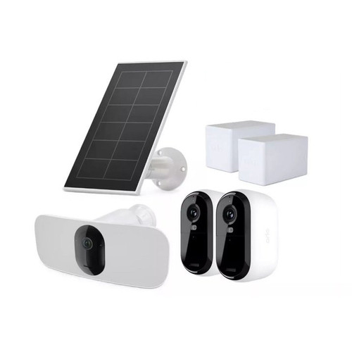 Arlo Essentials Kit With (2x) Outdoor Hd Security Camera 2nd Gen (2x) Battery (1x) Floodlight (1x) Solar Panel - VMC4060P-100NAR-K1