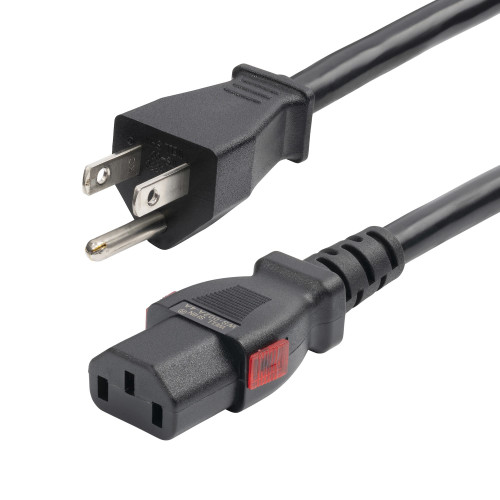 Startech 12Ft Universal Power Cord W/Nema 5-15P And Locking Iec 60320 C13 Connectors; 125V At 15A; Ul Listed; Wire: 100% Copper; 14Awg; Fire Rating: Vw-1; Jacket Rating: Sjt; Temp Range: -4 To 221&Deg;F; Cable O.D.: 0.36In - 27LC-4B00-POWER-CORD