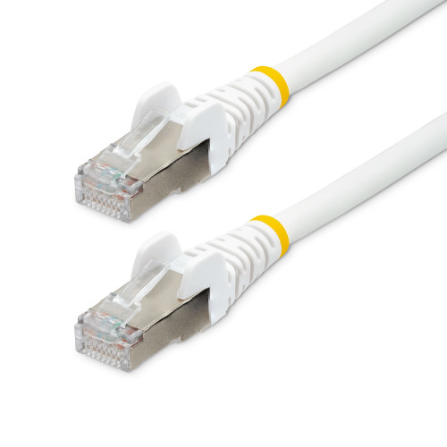 Startech 12Ft White Low Smoke Zero Halogen (Lszh) Shielded Cat6A Ethernet Cable - 10Gbe Multi Gigabit 1/2.5/5/10Gbps - 100W PoE++ - 27 Awg 100% Copper Stranded Wire - Snagless 4 Pair S/Ftp Rj45 Network Patch Cord, Etl Verified - NLWH-12F-CAT6A-PATCH