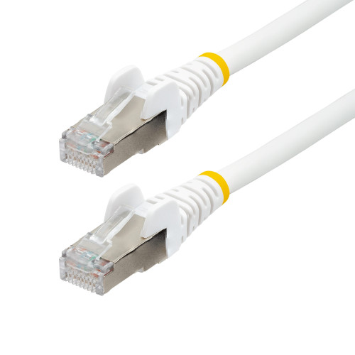 Startech 1Ft White Low Smoke Zero Halogen (Lszh) Shielded Cat6A Ethernet Cable - 10Gbe Multi Gigabit 1/2.5/5/10Gbps - 100W PoE++ - 27 Awg 100% Copper Stranded Wire - Snagless 4 Pair S/Ftp Rj45 Network Patch Cord, Etl Verified - NLWH-1F-CAT6A-PATCH