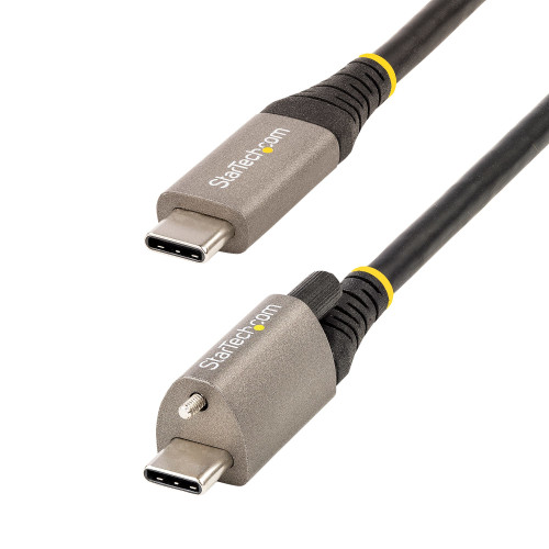 Startech 20Inch/50Cm USB-C To C Top Screw Locking Cable; USB 3.1 Gen 2/10Gbps; Up To 100W (5A) Pd 3.0; Dp 1.4 Alt Mode; 8K 30Hz-Durable Tpe Jacket; Removable Screw-32Awg; Al-Mylar Foil W/Braid-For Startech Dk31C3Hdpd - USB31CCTLKV50CM