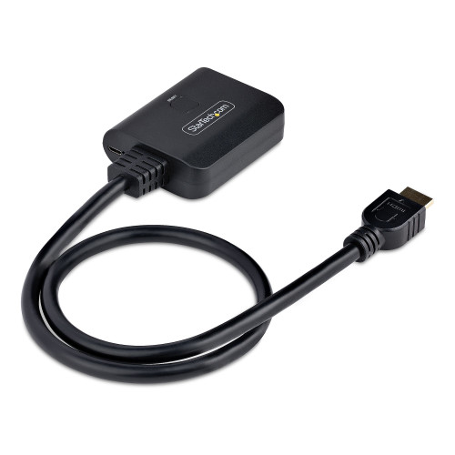 Startech 2-Port 4K 60Hz HDMI Splitter Shows The Same Image On Two HDMI Displays; Hdr; 7.1Ch Audio; Hdcp 2.2; Includes 31Inch USB Power Cable And Wall Charger Or Connect To A 5V 1A USB Port; 20In Built-In HDMI Source Cable - HDMI-SPLITTER-4K60UP