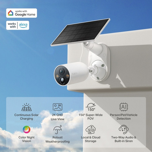 TP-Link Tapo C425 Solar-Powered Smart Wire-Free Security Camera Kit (2-Pack) - TPTAPOC425K2