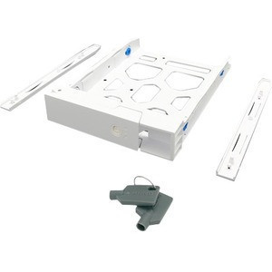 Qnap 3.5 HDD Tray with key lock and two keys, white and plastic, 2.5 and 3.5 screw packs included.