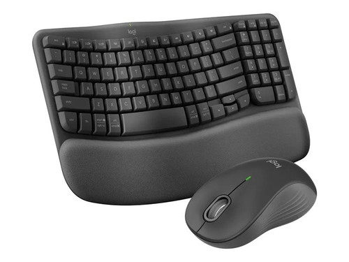Lenovo Logitech Wave Keys Mk670 Combo, Wireless Ergonomic Keyboard With Signature M550 L Wireless Mouse, Graphite - Keyboard And Mouse Set - Qwerty - Us - Graphite Input Device - 78551729