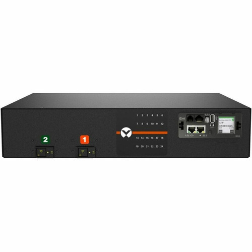 Vertiv Rpdu Monitored Outlet Level Ec, 30A, 208V, 4.9Kw, Horizontal, (24) Combination C13/C19, 10Ft Power Cord With L6-30P, Black Powder Coat. - VP6N32A0