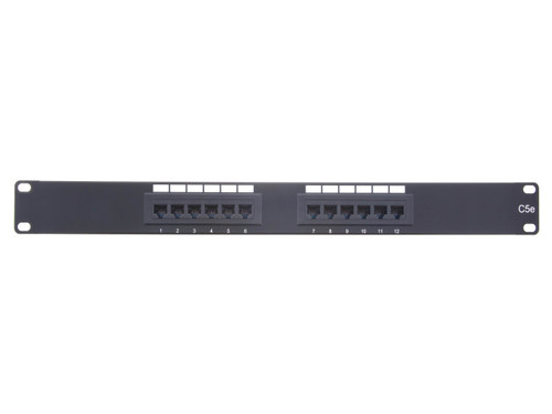 Enet 12 Port Cat5e Patch Panel 1RU Rack Mount - C5EPP-12PD-ENC