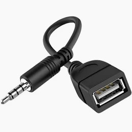 Enet 3.5MM Stereo Male to USB Female Charging Adapter Cable 6 Inch Black - AD-3.5MMSTM-USBF-6IN