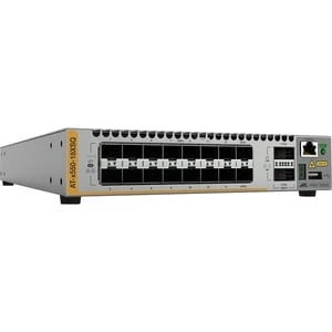Allied Telesis L3 Stackable Switch, 16x SFP+ Ports, 2x QSFP+ Ports and a single fixed PSU. TAA compliant version. 5 year NCP support - X550-18XSQ-B95