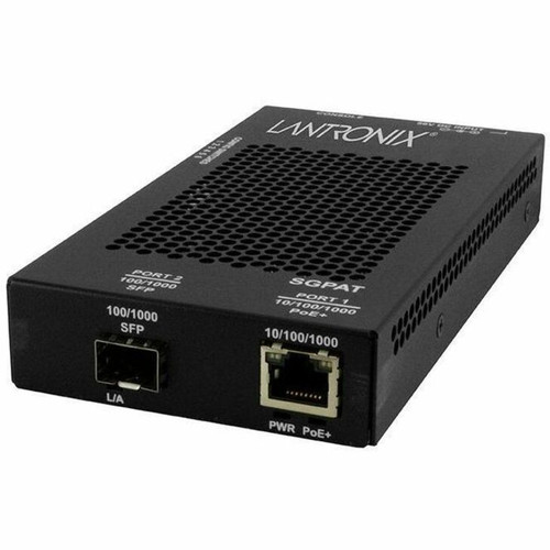 Transition 10/100/1000 POE+ RJ-45 to Open Dual Speed SFP Port Media Converter w/ -SA PS - SGPAT1040-105-SA