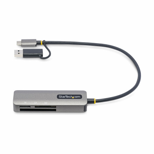 Startech USB 3.0 Multi-Media Memory Card Reader, SD/microSD/CompactFlash, USB-C 5Gbps External Card Reader with Attached USB-A Adapter - FCREADMICRO3V2