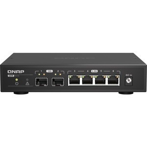 Qnap Unmanaged Switch, 4 Port 2.5Gbps Auto Negotiation -2.5G/1G/100M, 2 10Base-T 5-Speed Auto Negotiation - 10G/5G/2.5G/1G/100M Port - QSW-2104-2T-A-US