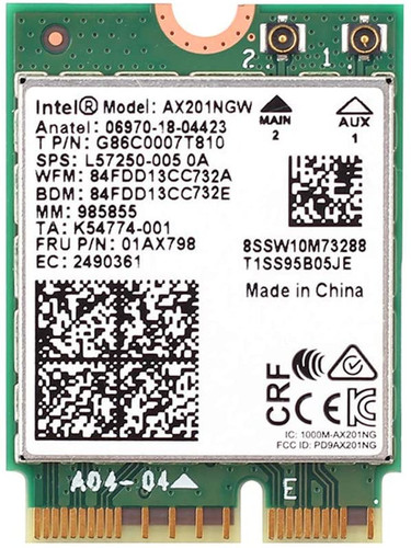Intel AX201NGW IEEE 802.11ax Bluetooth 5.2 Dual Band Wi-Fi/Bluetooth Combo Adapter - AX201.NGWG.NVW